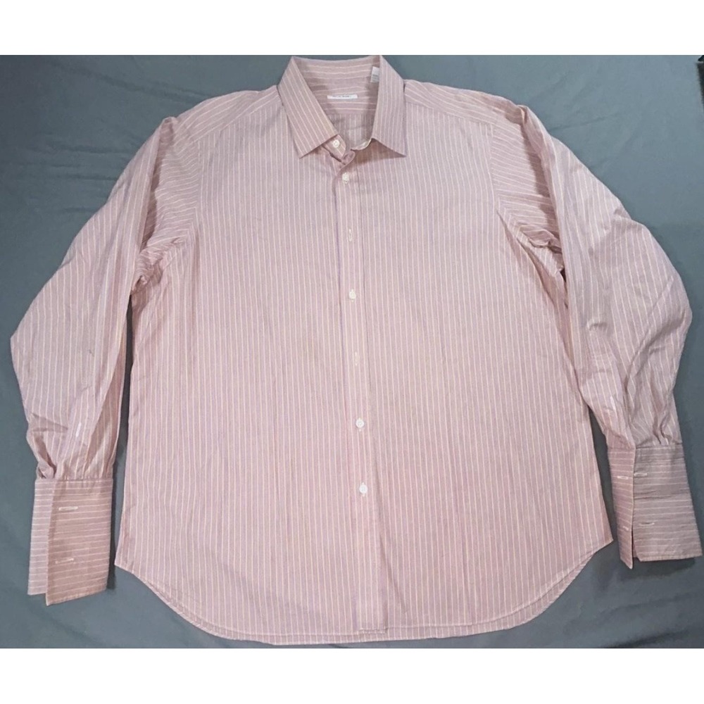 Ascot Chang Dress Shirt Mens L Multicolor Stripe Classic Fit Cotton Long Sleeve